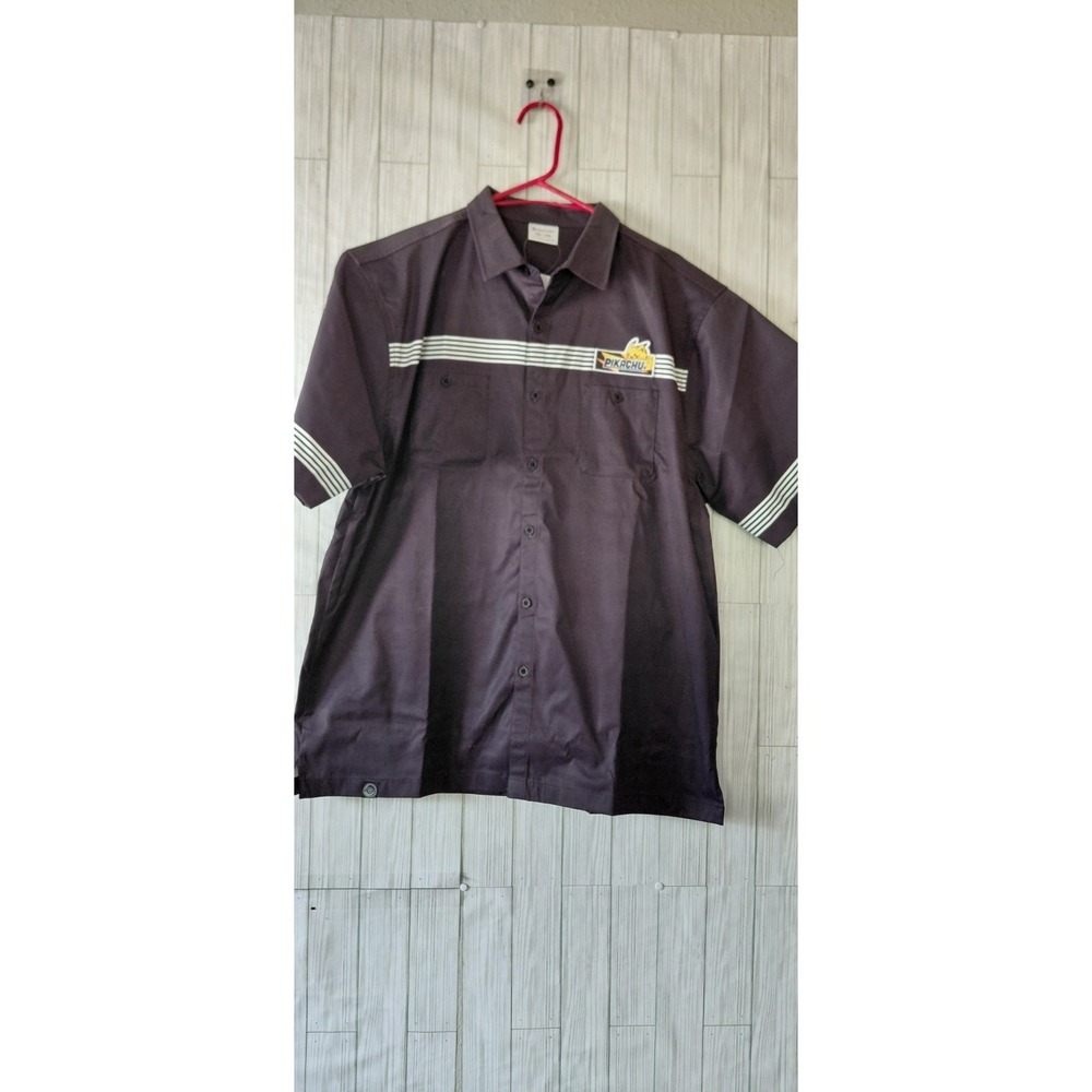official Pokémon Center Pikachu Racing Black Short-Sleeve Button-Up Shirt Sz 3XL